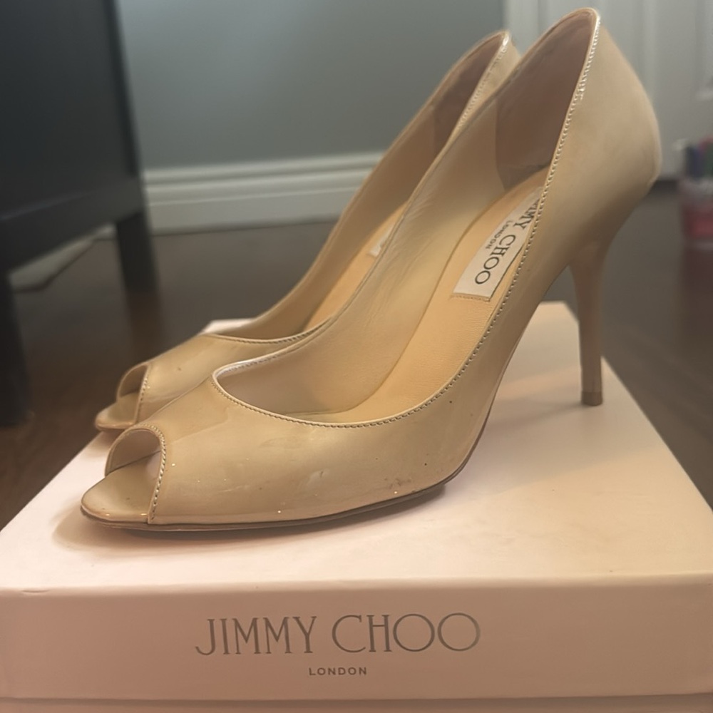 Jimmy Choo Cream High Heel Shoes Classic Pointed Toe